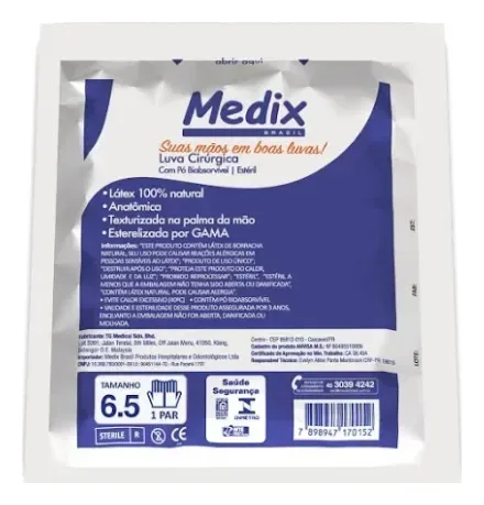 LUVA CIRURGICA ESTERIL N. 6,5 MEDIX