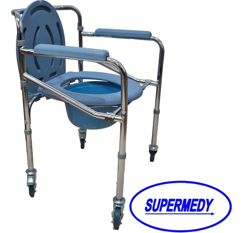 CADEIRA DE HIGENIZAÇÃO DOBRÁVEL PINTURA ANODIZADA 100KG - SUPERMEDY