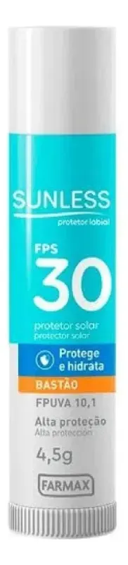 PROT SOLAR LABIAL FPS30 BASTAO 4.5G SUNLESS - FARMAX