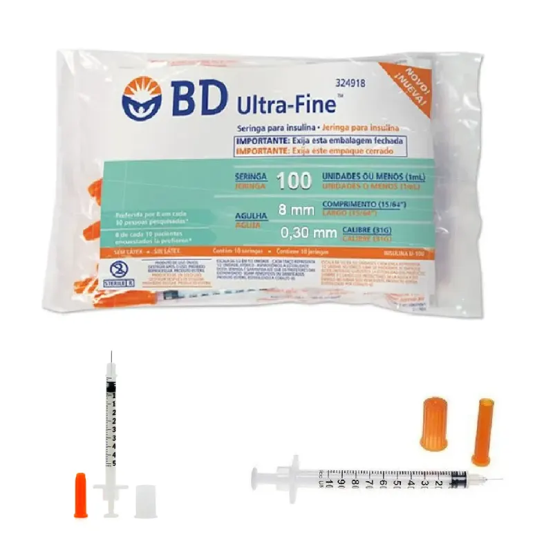 SERINGA DESC C/ AG 1ML ULTRAFIN 8X0,30 C/ 10UN - BD