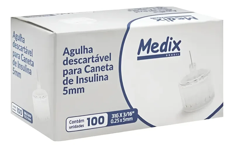 AGULHA PRA CANETA 5 MM X 0,25 MM 31G - MEDIX