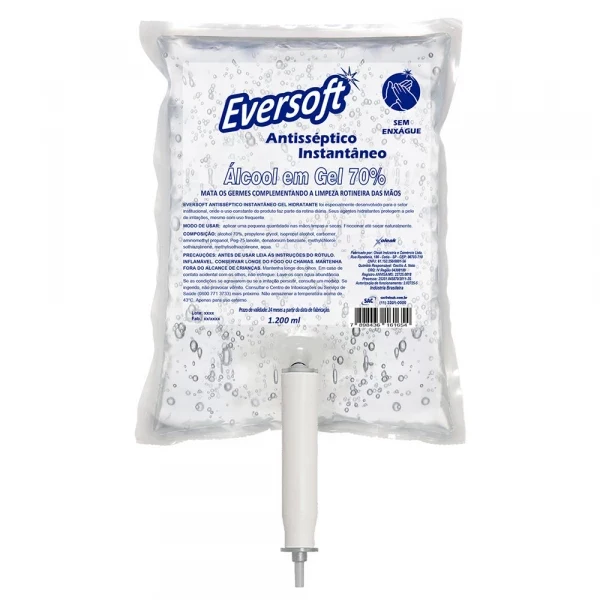 New Eversoft Sanitizante Instant. Gel Bag 1200ml