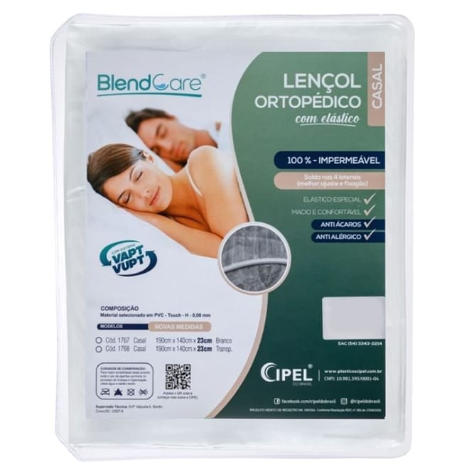 LENCOL ORT C/ELAST - 0,10 - CASAL PVC 190X140X25CM TRANSP - CIPEL