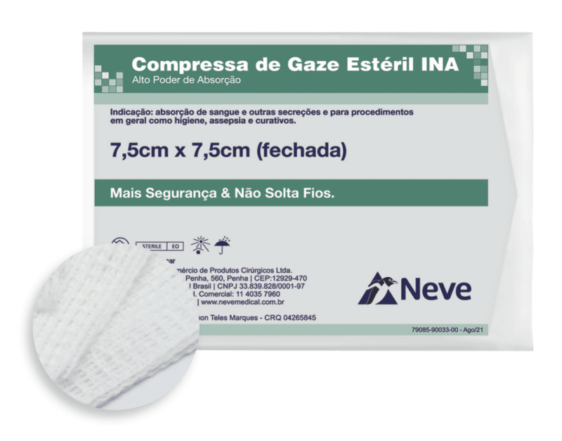 COMPRESSA DE GAZE 7,5X7,5 C/10 13FIOS - NEVE