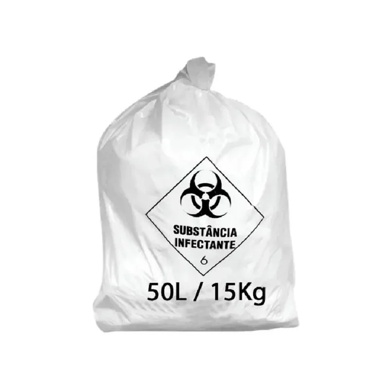 SACO LIXO HOSPITALAR BRANCO 50L 47CMX60CM - RAVA