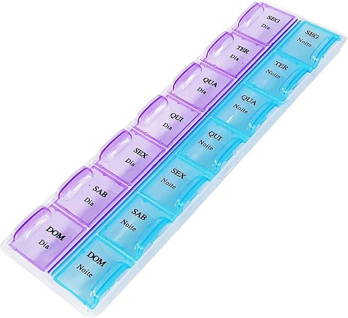 PORTA COMPRIMIDOS SEMANAL 14 COMPRTIMENTOS - 02 PERIODOS