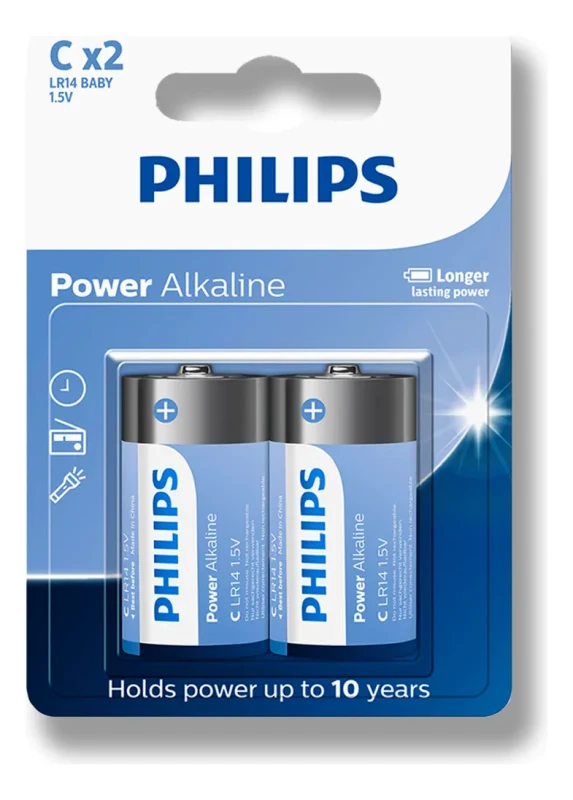 PILHA POWER ALKALINE LR14 BABY 1.5V - PHILIPS