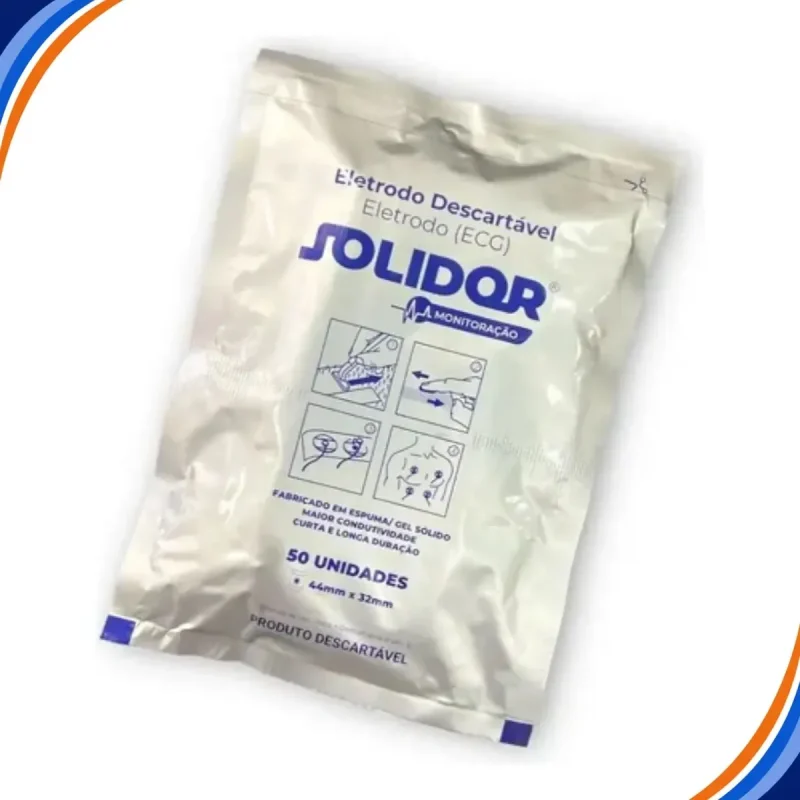 ELETRODO DESC. (ECG) ADULTO GEL 44MMX32MM C/ 50 - SOLIDOR