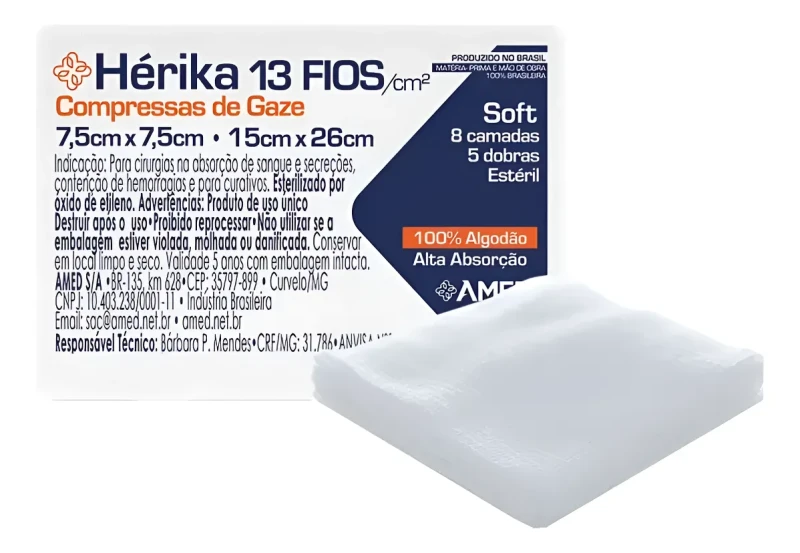 COMPRESSA DE GAZE 10X10 13 FIOS C/10 HERIKA - AMERICA