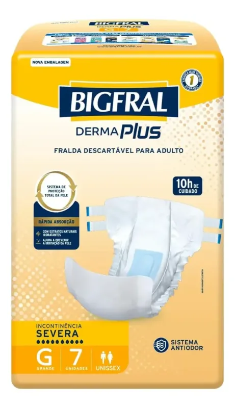 FRALDA GERIATRICA (ADULTO)TAM G C/7 UN DERMAPLUS - BIGFRAL