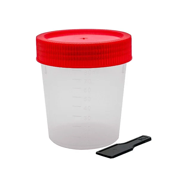COLETOR UNIVERSAL ESTERIL 80ML C/ TAMPA VERMELHO