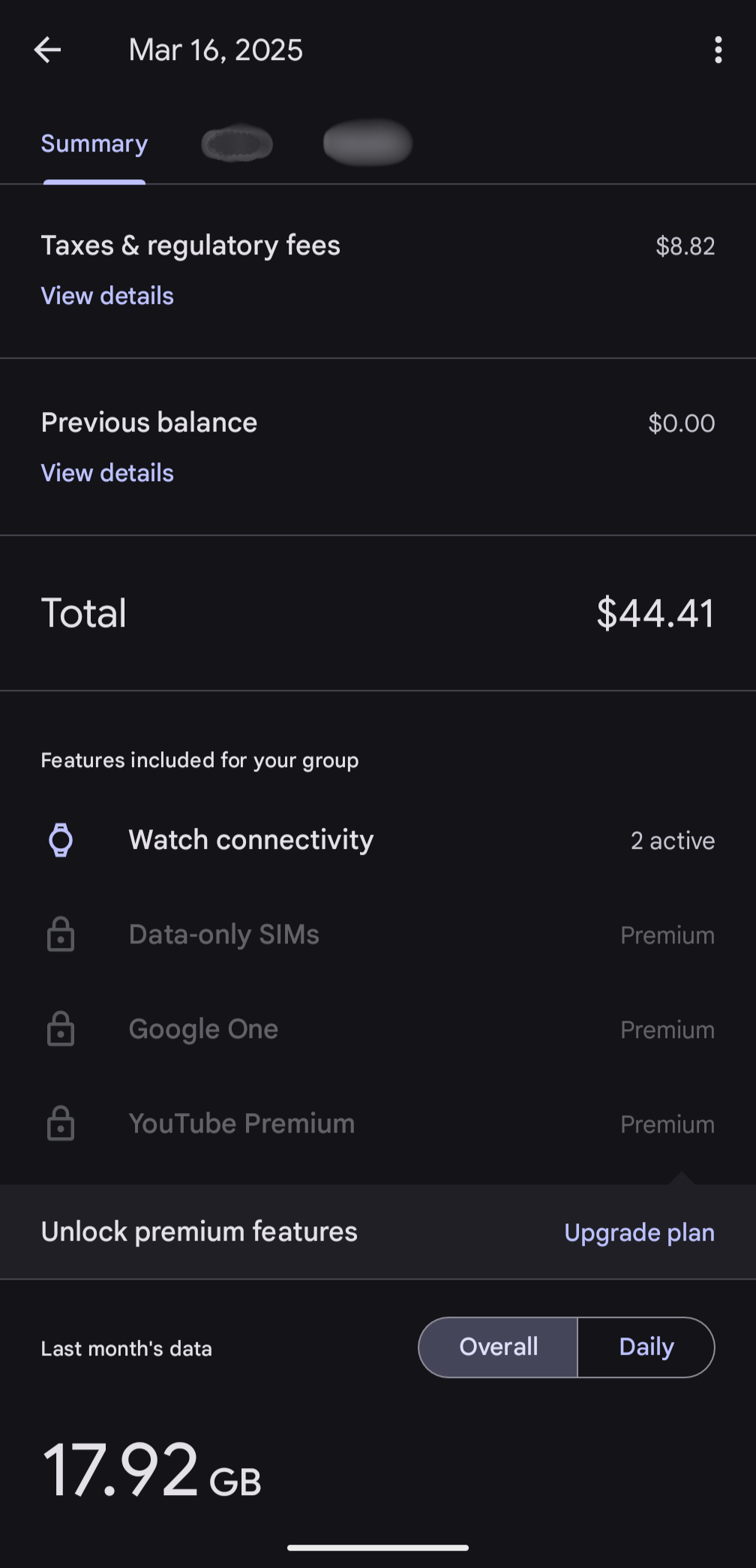 Google Fi Bill Summary Screenshot1