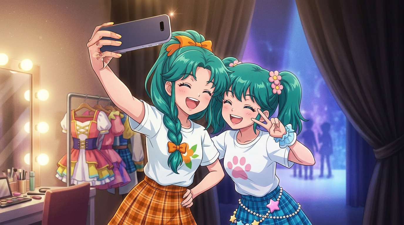 Seiko y Himari se toman un selfie en el Camerino