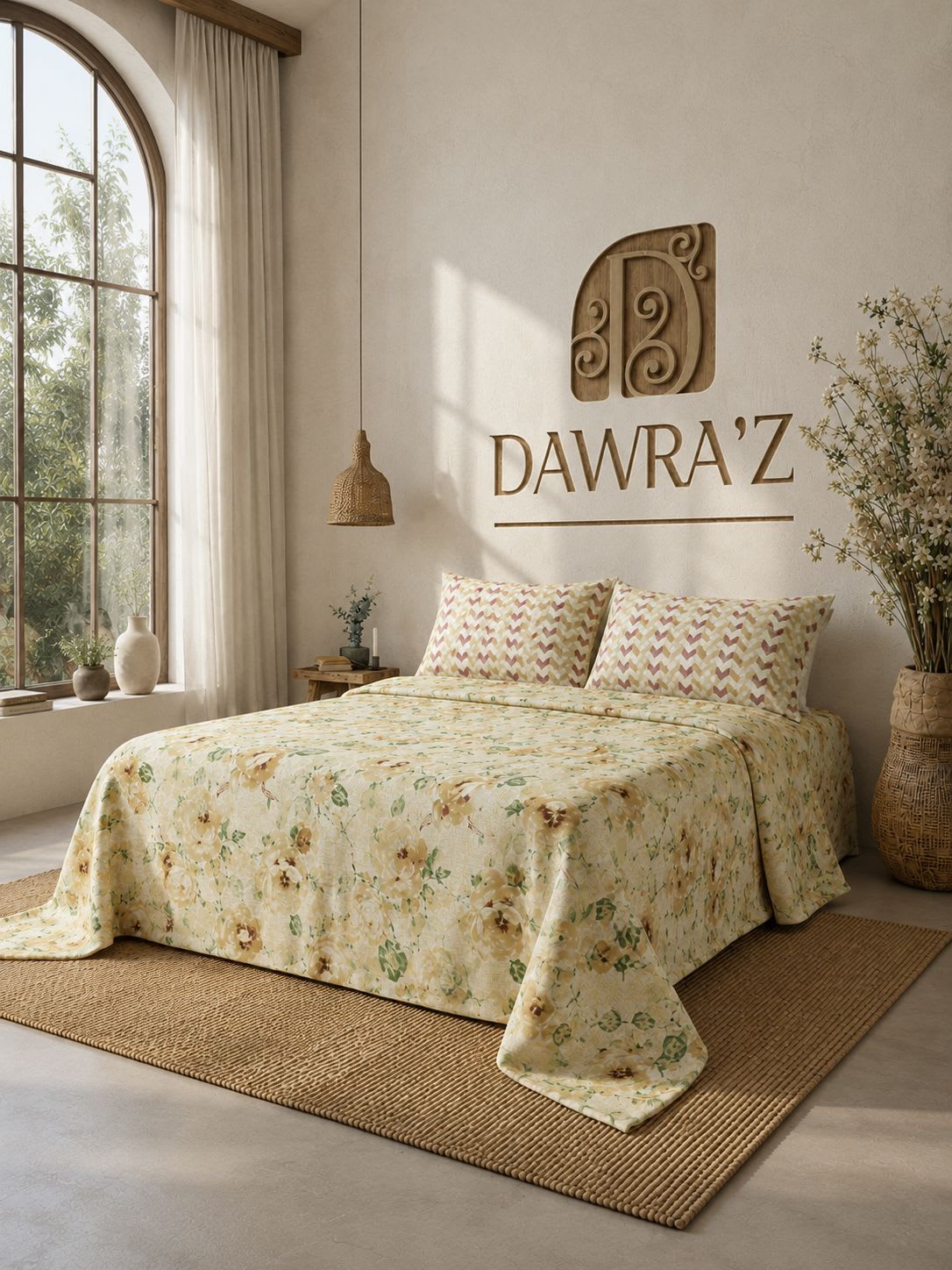 Golden Orchid Printed Bedsheet | Cotton | king 3