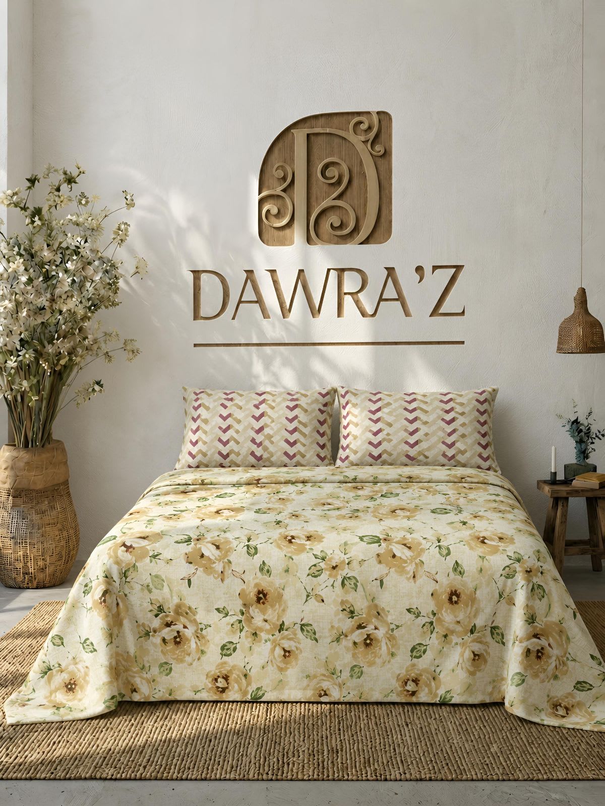 Golden Orchid Printed Bedsheet | Cotton | king 1