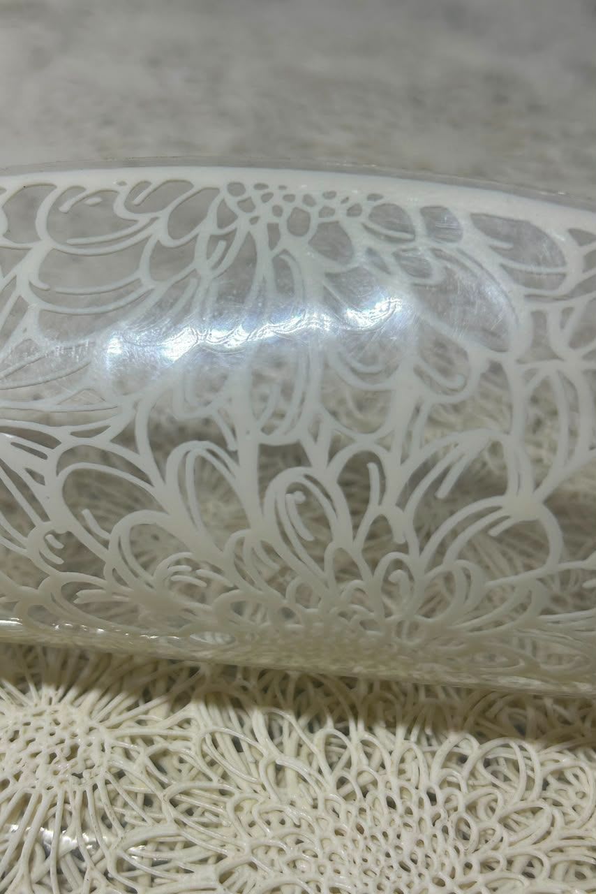 Cream Floral 6 pcs Dining Placemats | PVC Embossed 15" Round | Thick Transparent Back 4