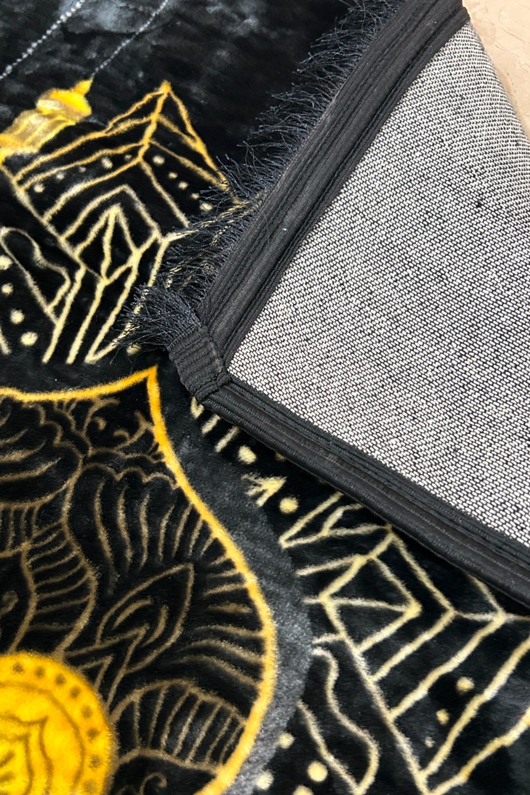 Royal Black Gold | Foamy Valvet Ja e Namaz | Carpet Back | 67x110 cm 2