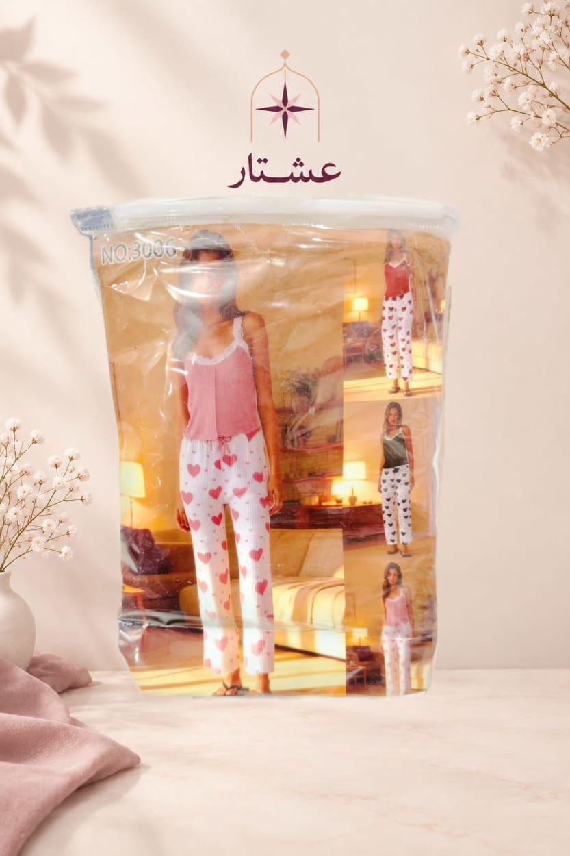 طقم ورد الصباح — بنقشة وردية