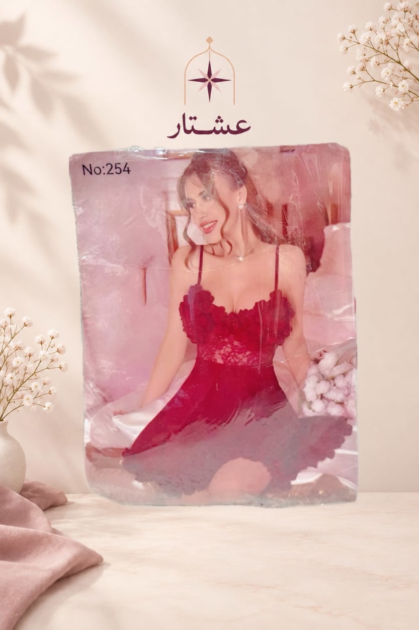 قميص وردة — أحمر بدانتيل