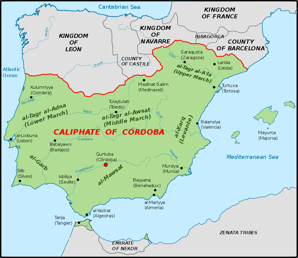 Caliphate of Cordoba https://commons.wikimedia.org/wiki/File:Califato_de_C%C3%B3rdoba_-_1000.svg