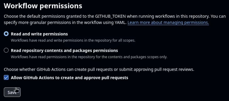 Donner les accès à GitHub actions