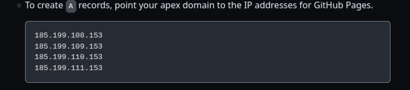 DNS records pour GitHub Pages