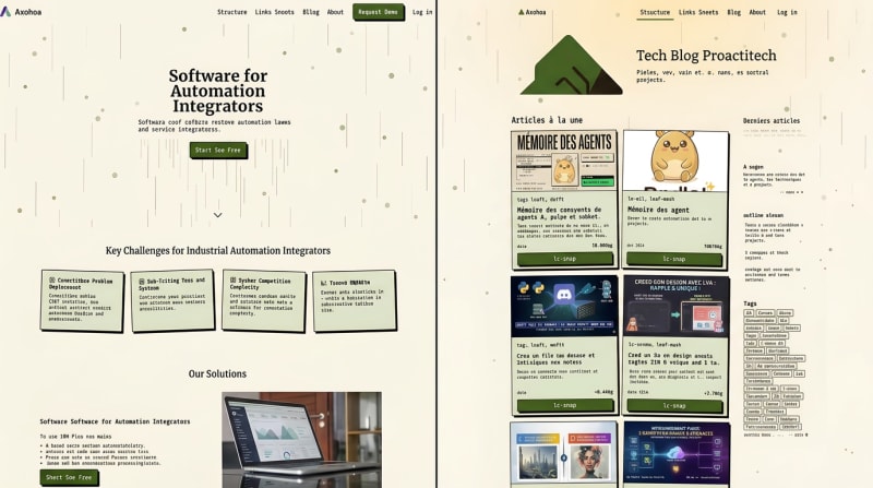 Prévisualisation générée par Gemini : le thème appliqué en image au site et au blog avant toute modification du code