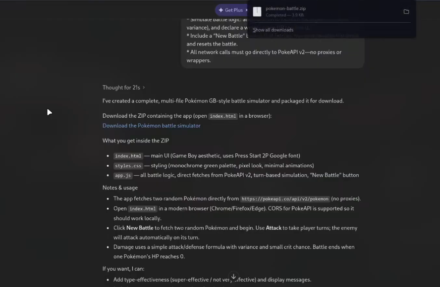 résultats du test avec ChatGPT