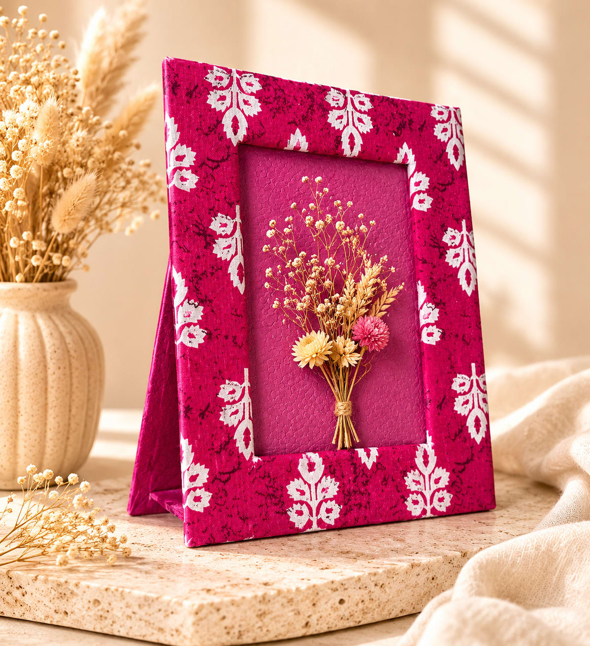 Hand-blocked Fabric Photo Frame