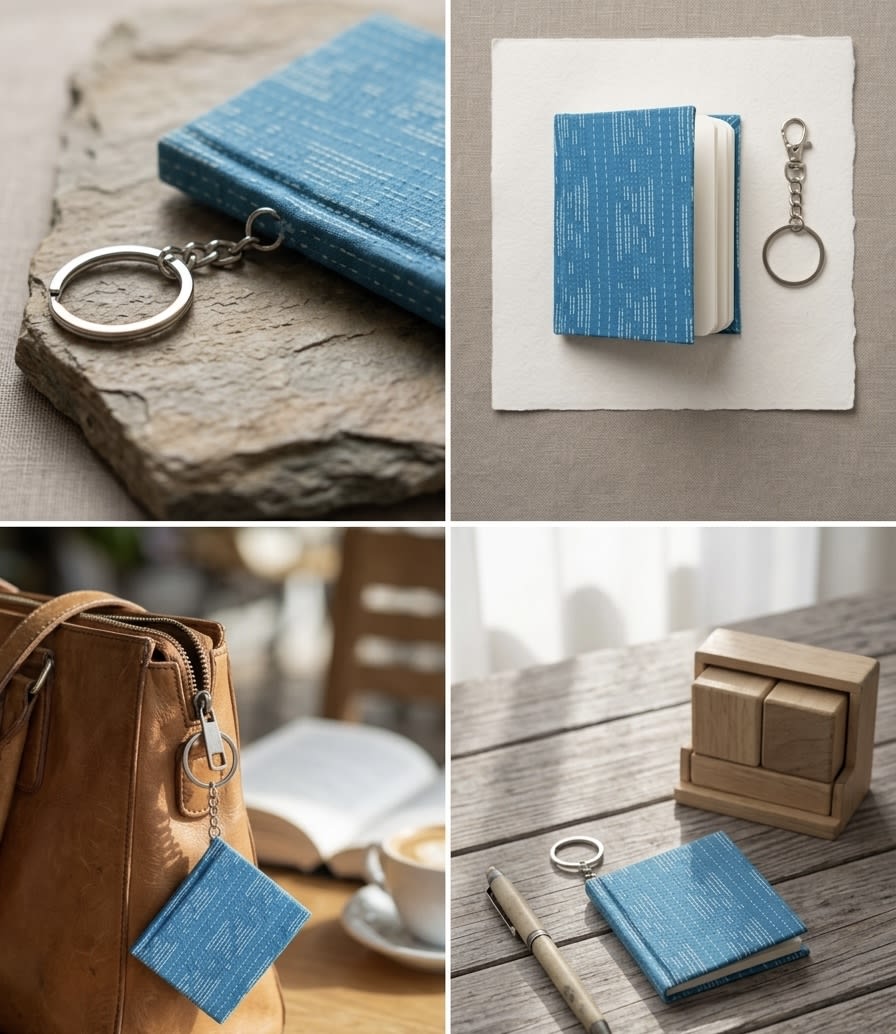 Hand Block Printed Handmade Diary Keychain – Traditional Design