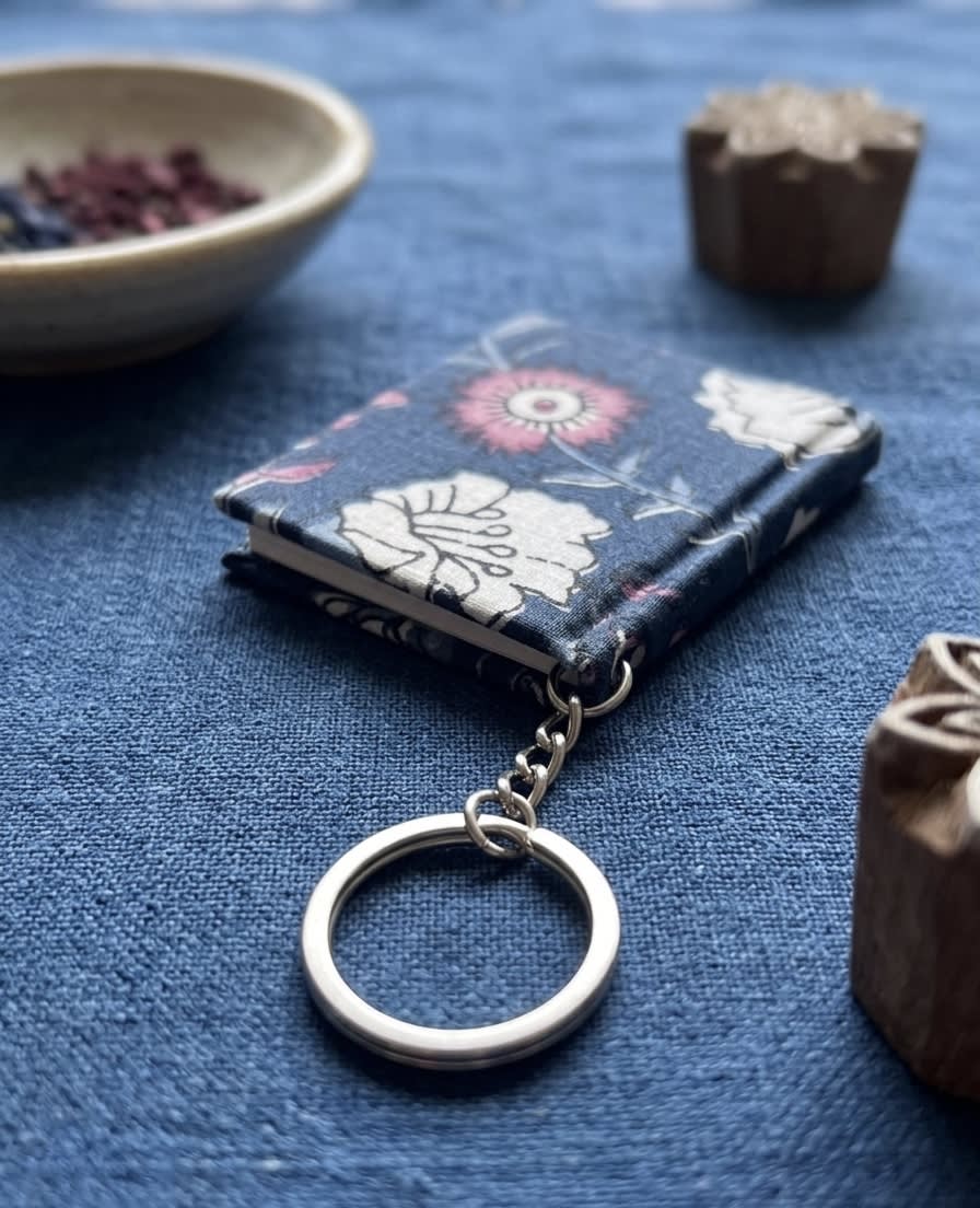 Hand Block Printed Handmade Diary Keychain – Traditional Design