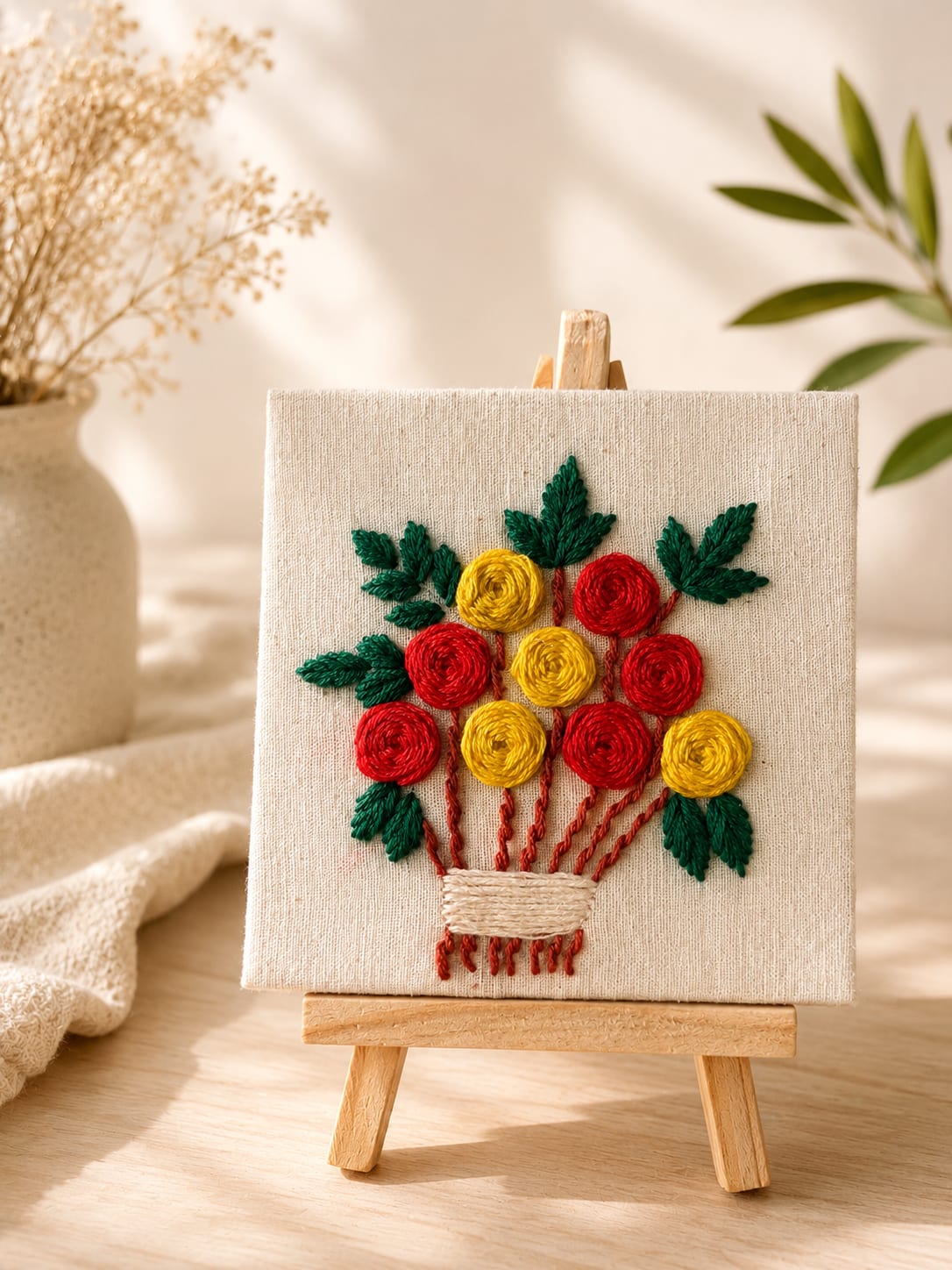 Hand-Embroidered Mini Canvas – Unique Home Décor