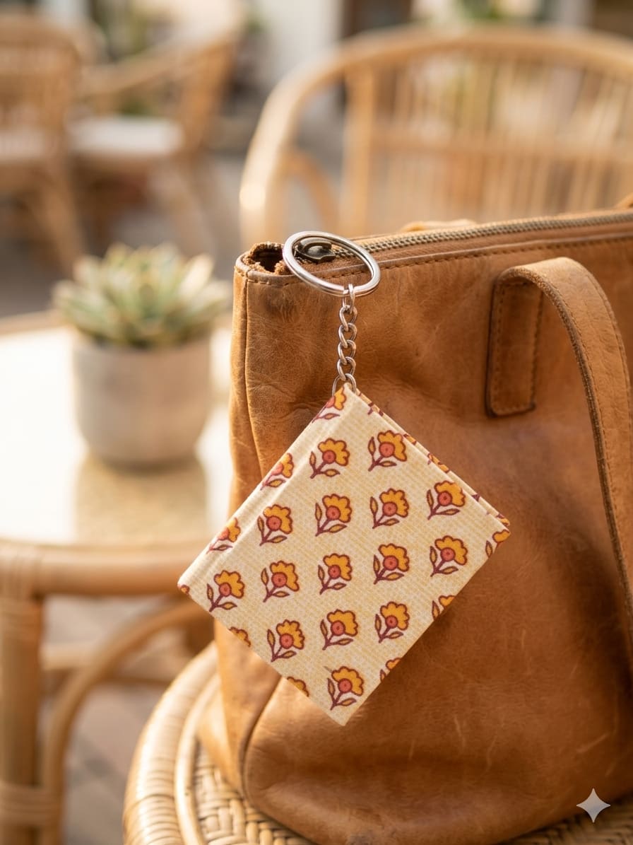 Hand Block Printed Handmade Diary Keychain –Traditional Design