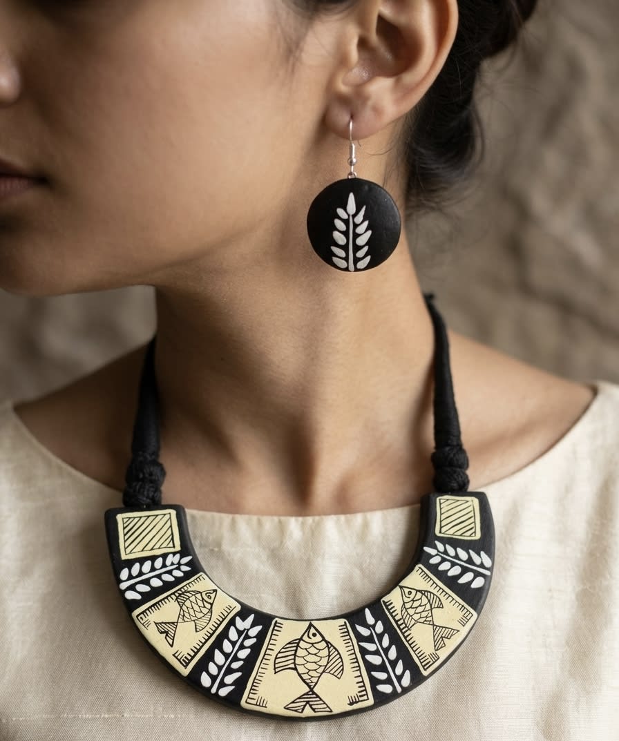 Hand Crafted Terracotta Pendent Set — image 2