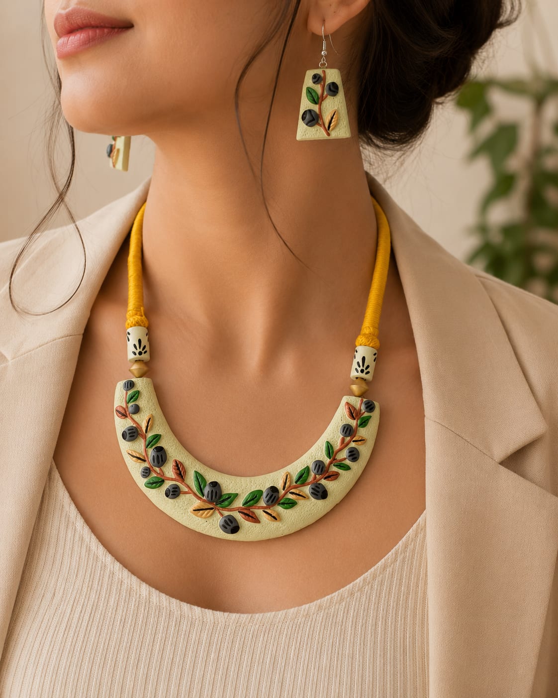Hand Crafted Terracotta Pendent Set — image 2