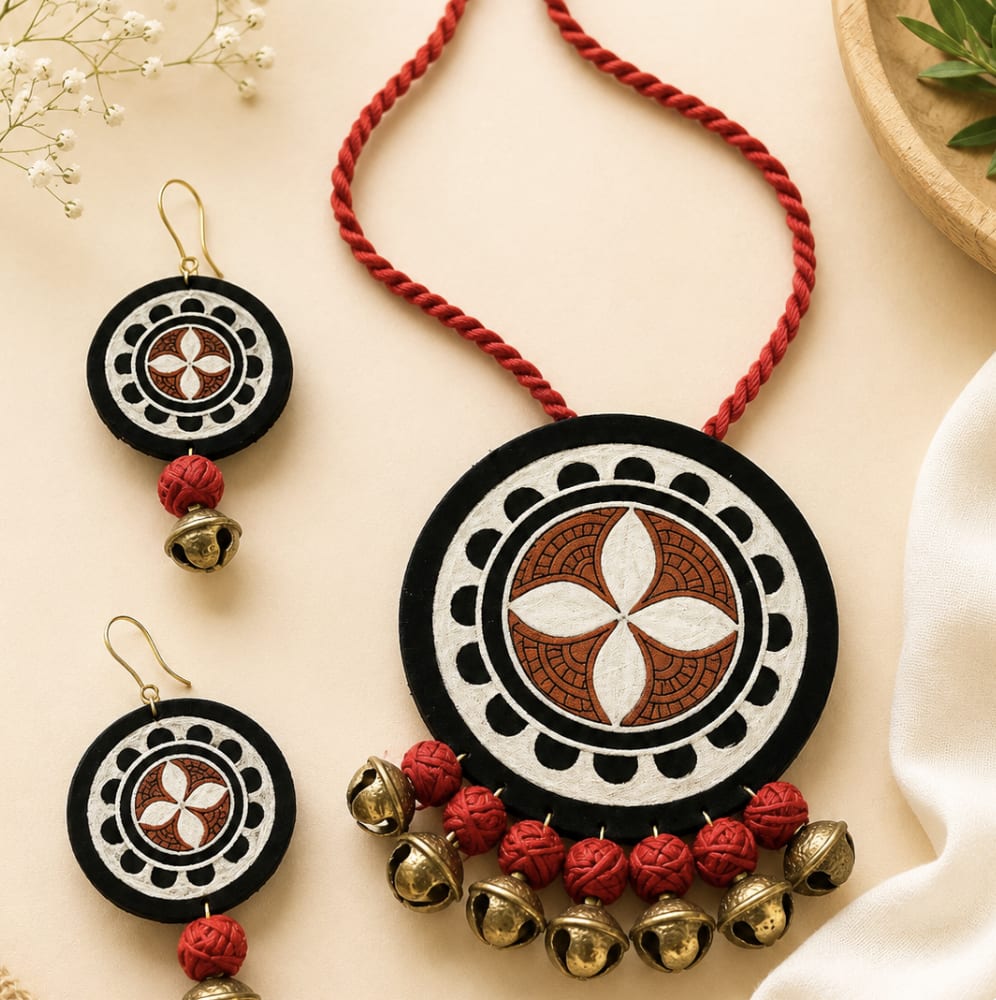 Hand-Painted Fabric Pendant Set — image 2