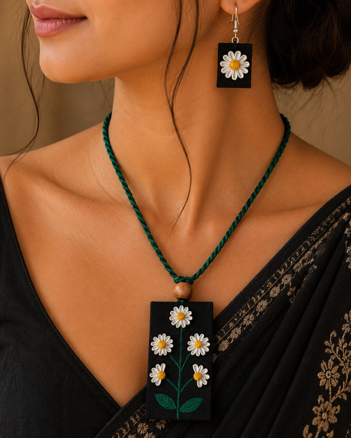 Hand-Painted Fabric Pendant Set