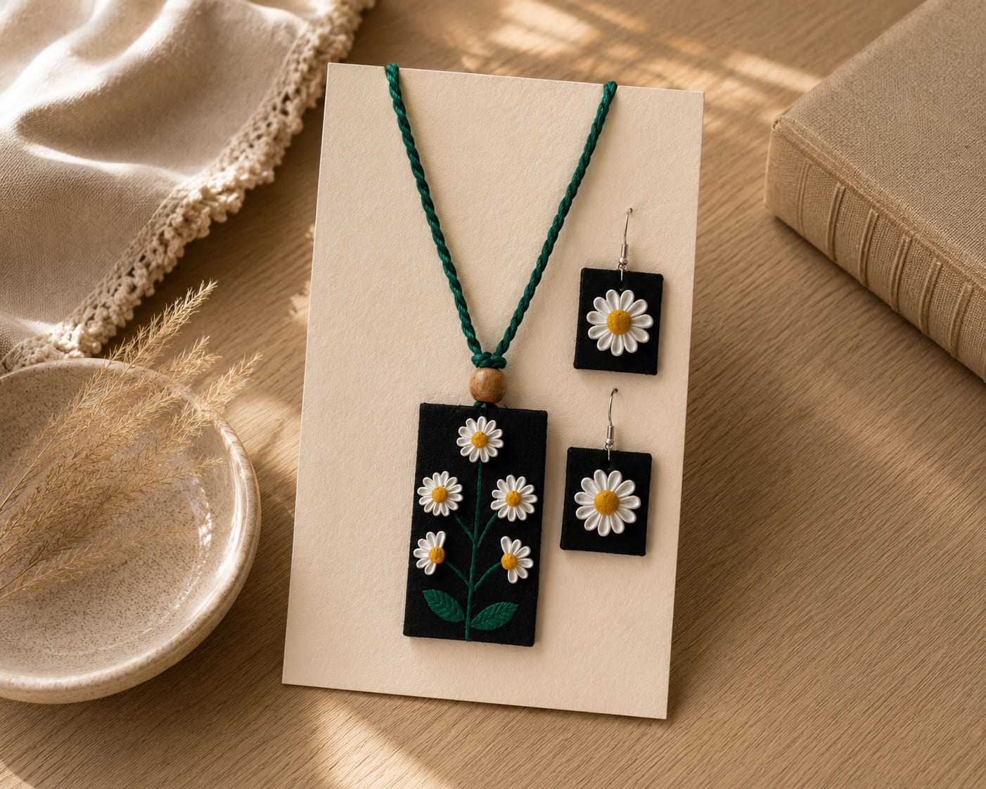 Hand-Painted Fabric Pendant Set — image 2