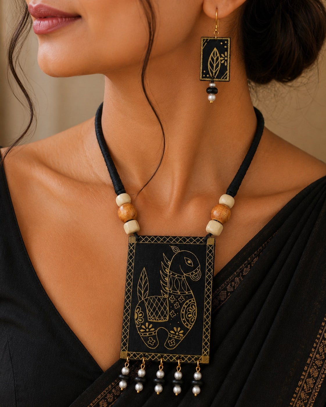 Hand-Painted Fabric Pendant Set
