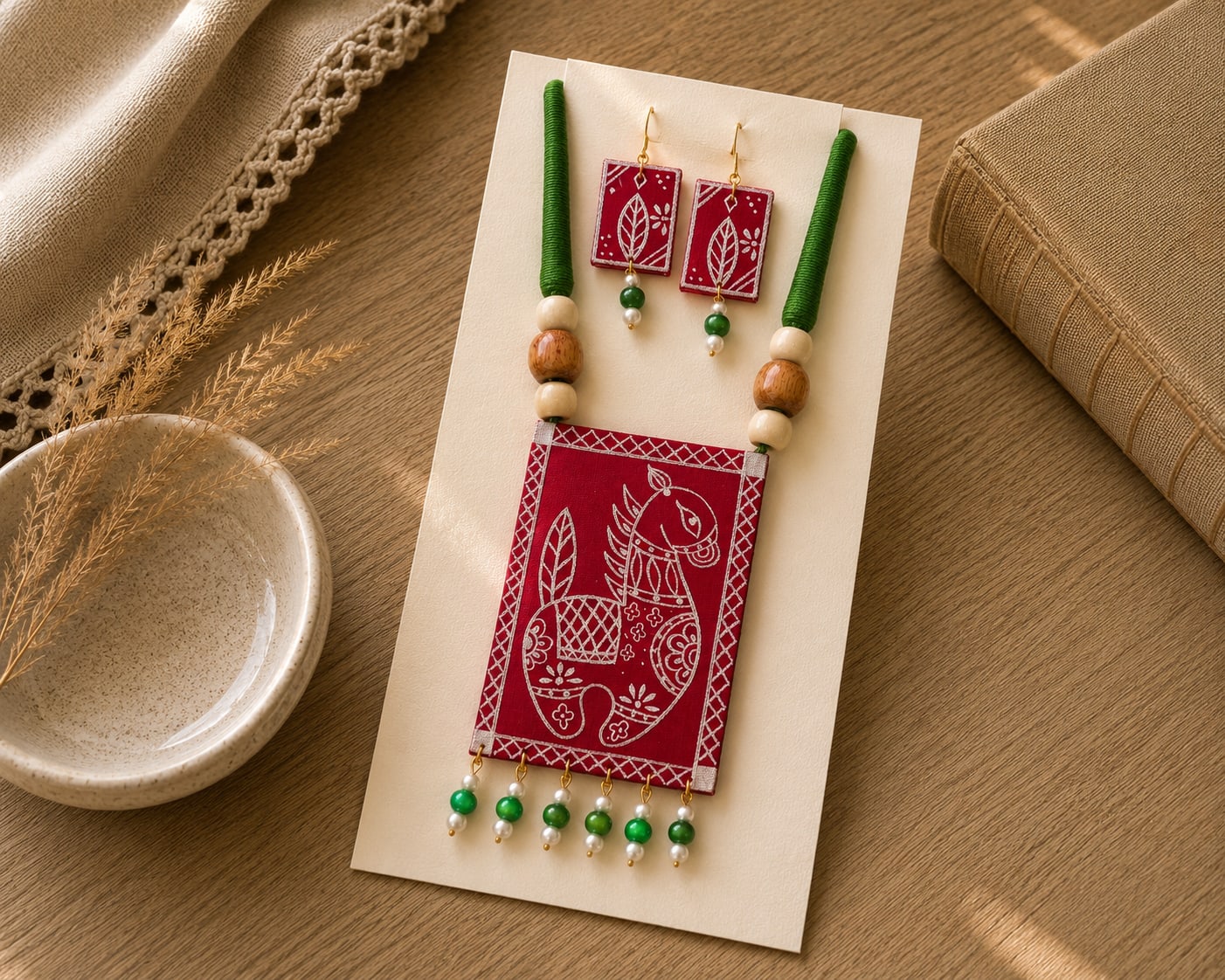 Hand-Painted Fabric Pendant Set — image 2