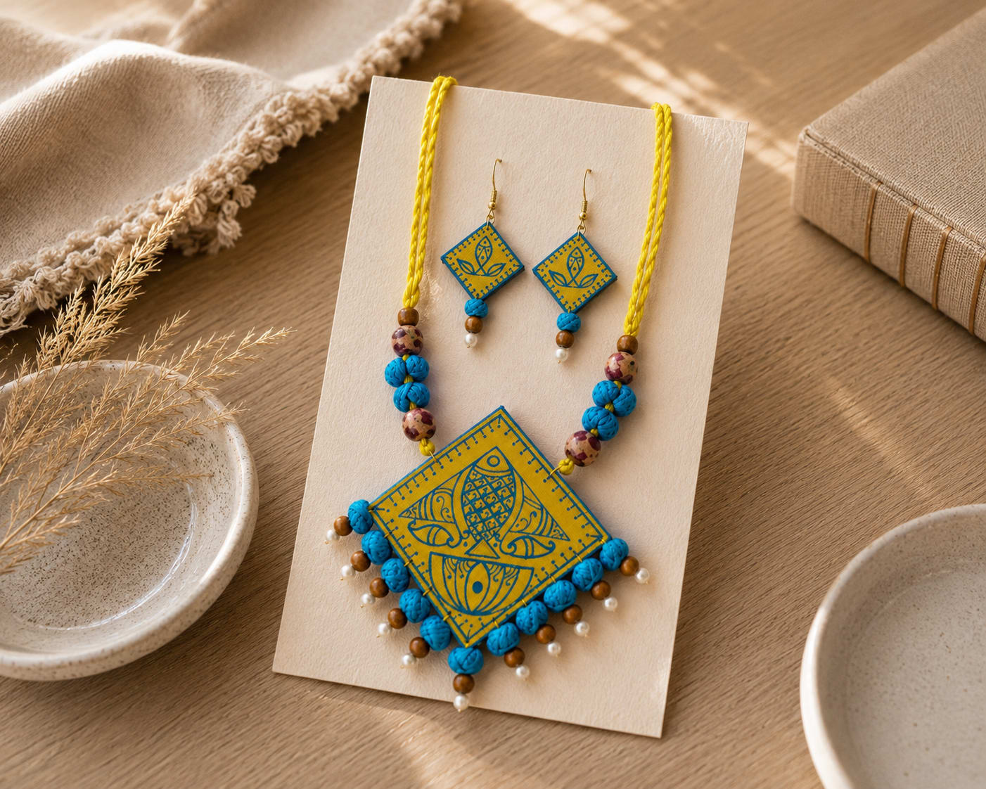 Hand-Painted Fabric Pendant Set — image 2
