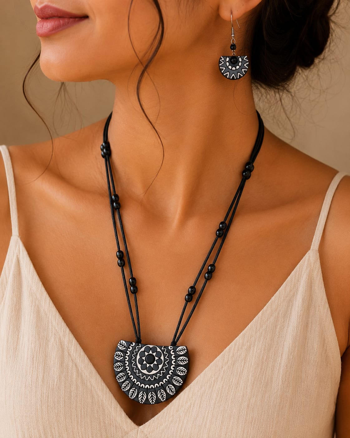 Hand Crafted Terracotta Pendent Set