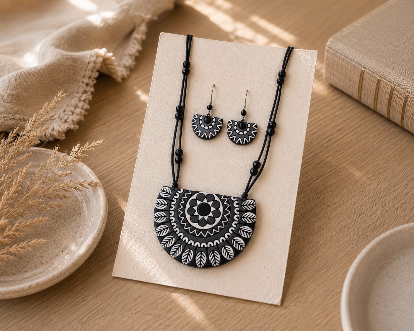 Hand Crafted Terracotta Pendent Set — image 2