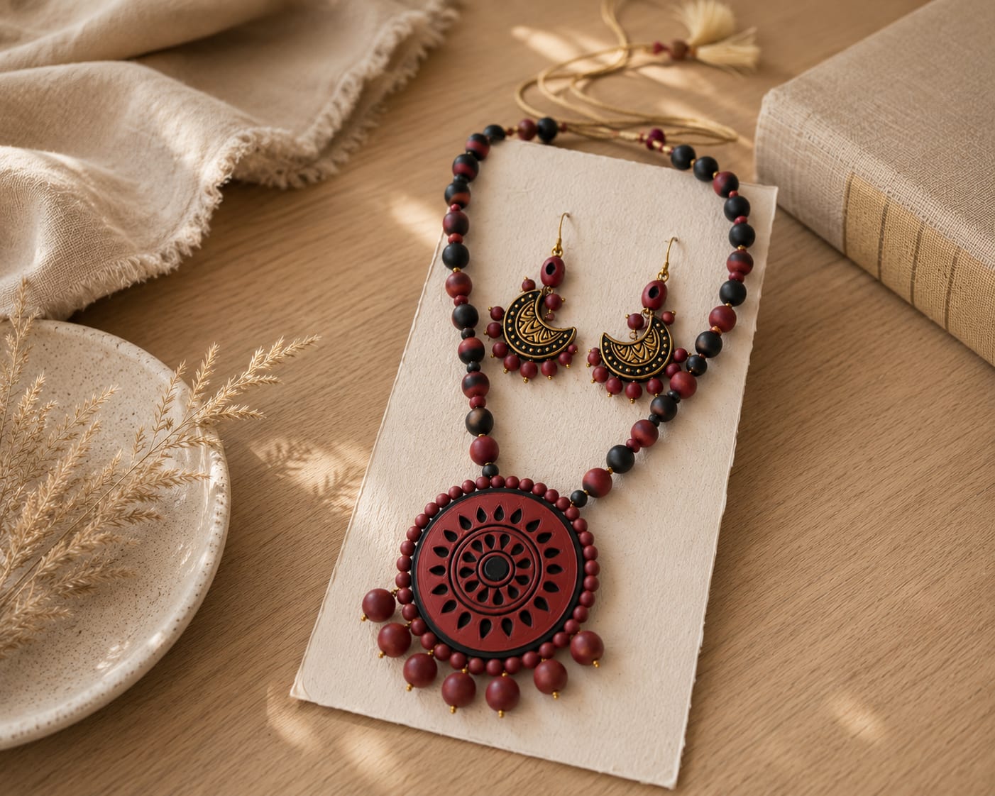 Hand Crafted Terracotta Pendent Set — image 2