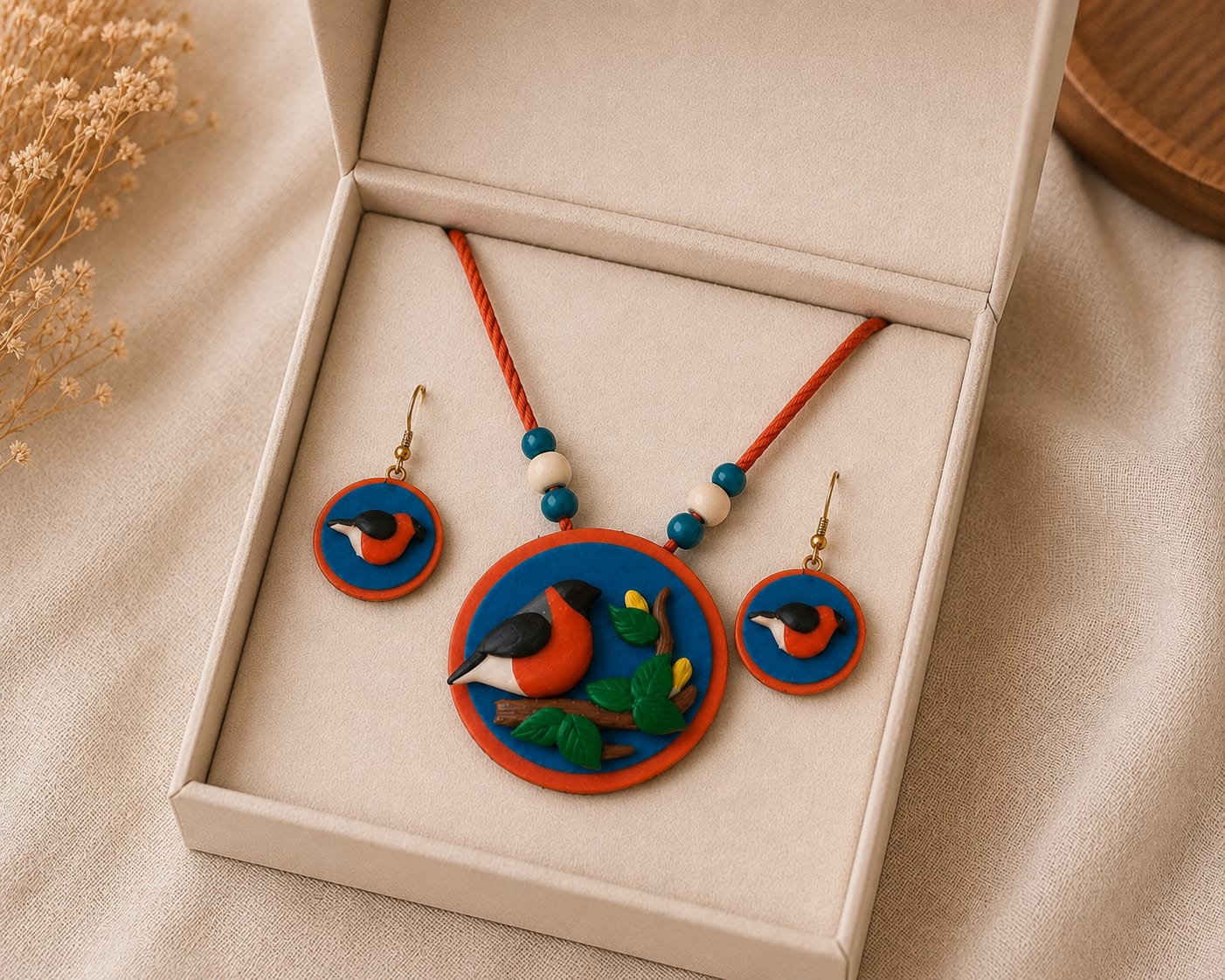 Hand Crafted Terracotta Pendent Set