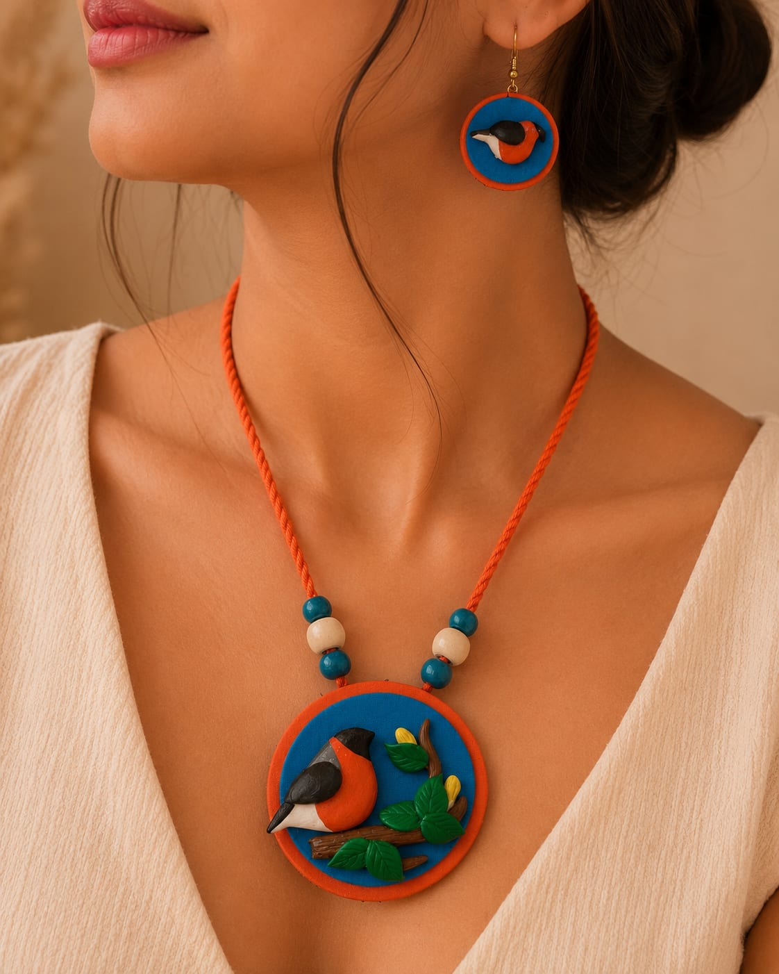 Hand Crafted Terracotta Pendent Set — image 2