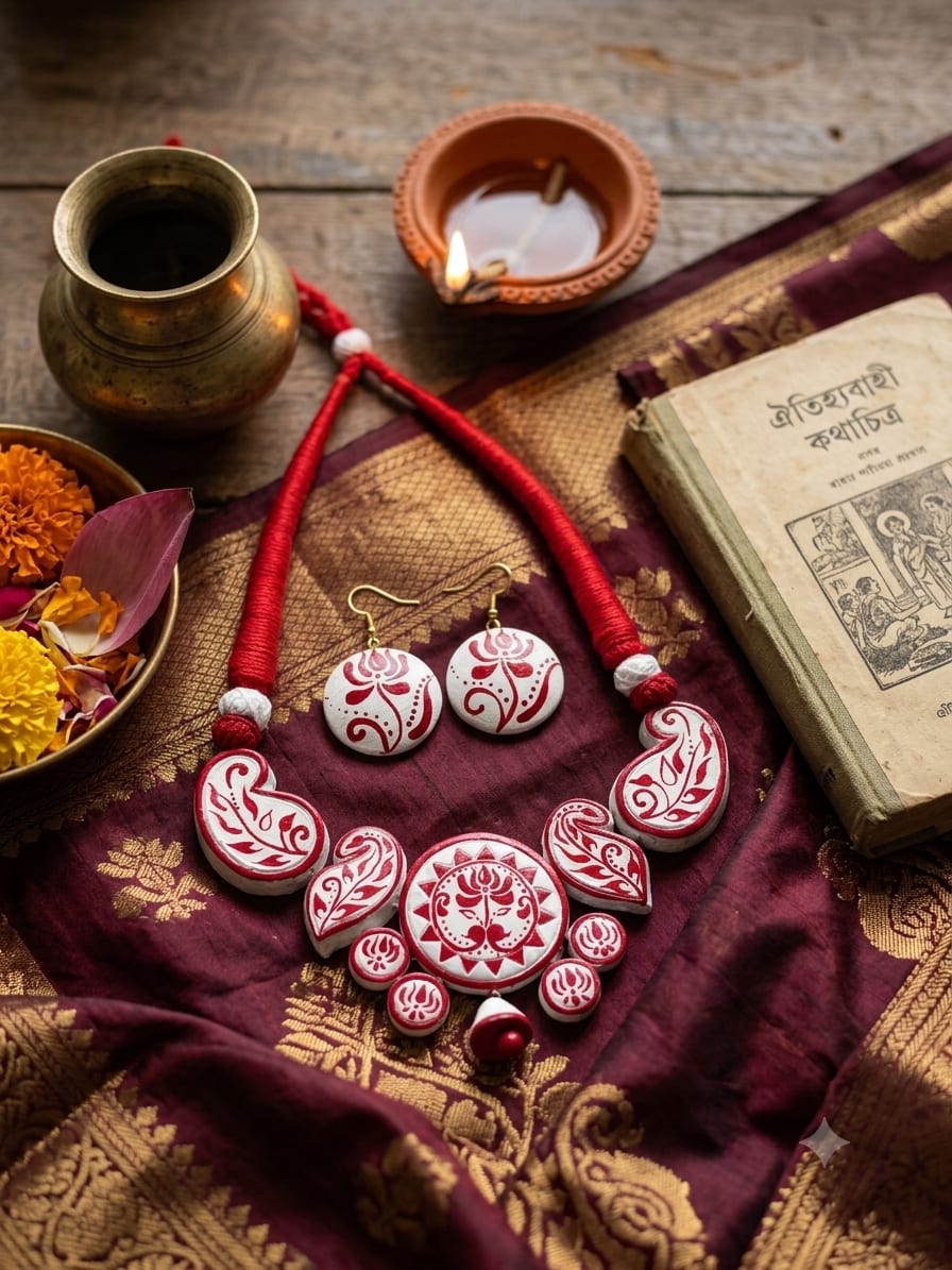 Hand Crafted Terracotta Pendent Set