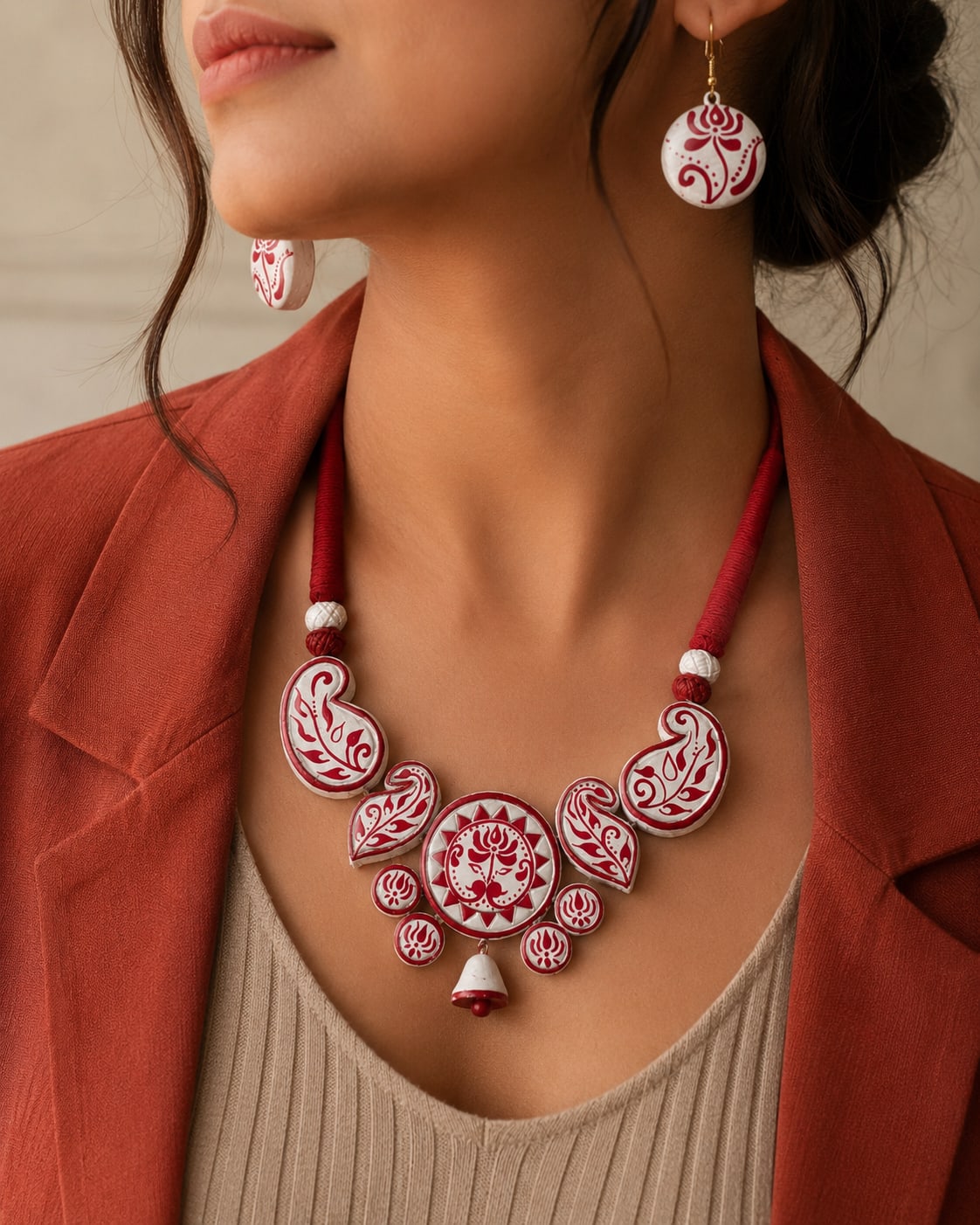 Hand Crafted Terracotta Pendent Set — image 2