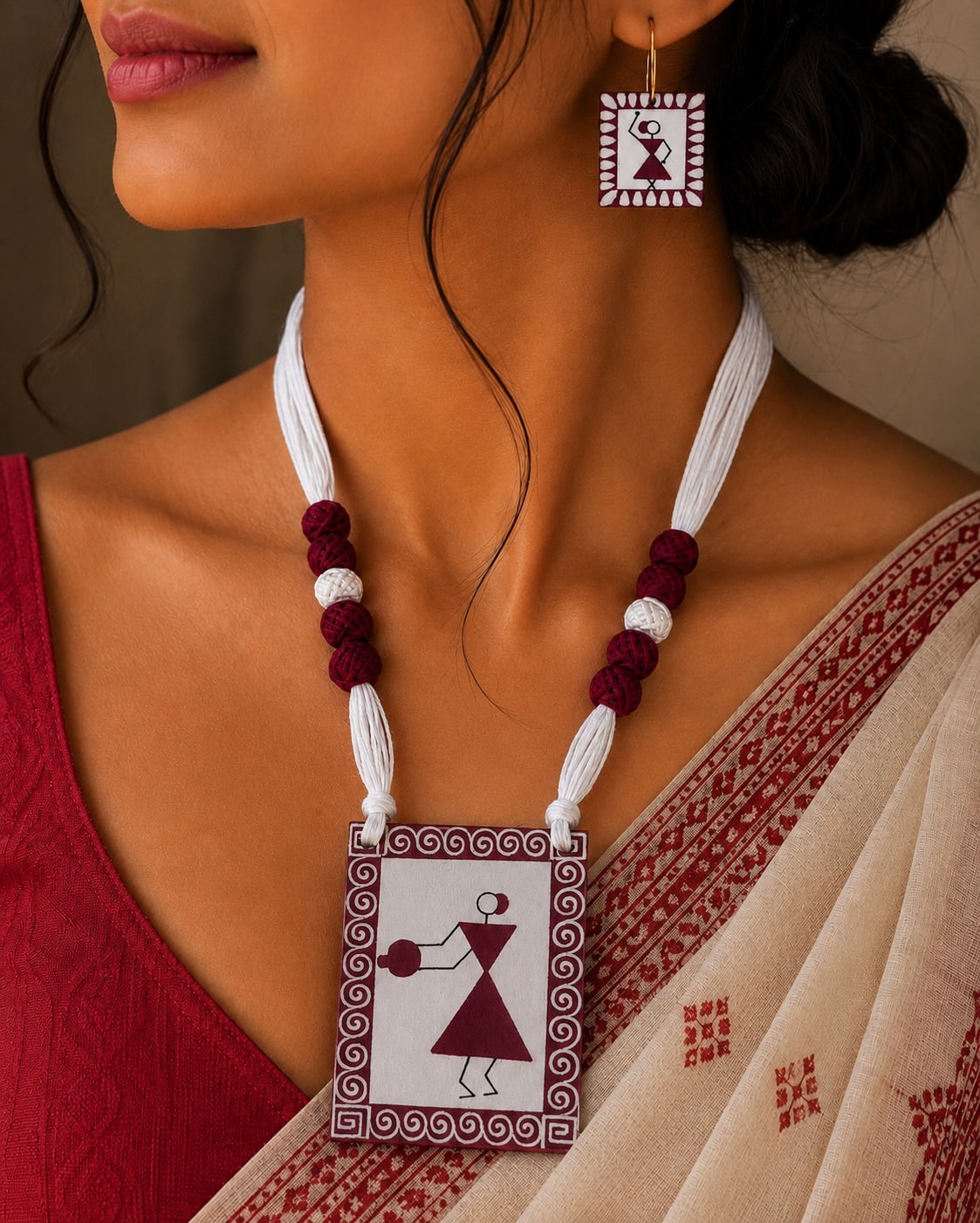 Hand-Painted Fabric Pendant Set