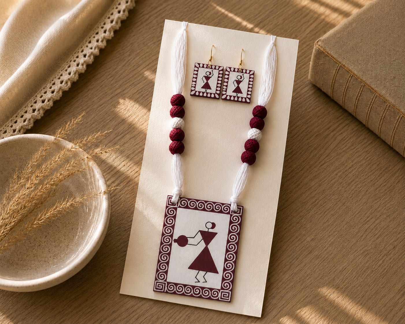 Hand-Painted Fabric Pendant Set — image 2